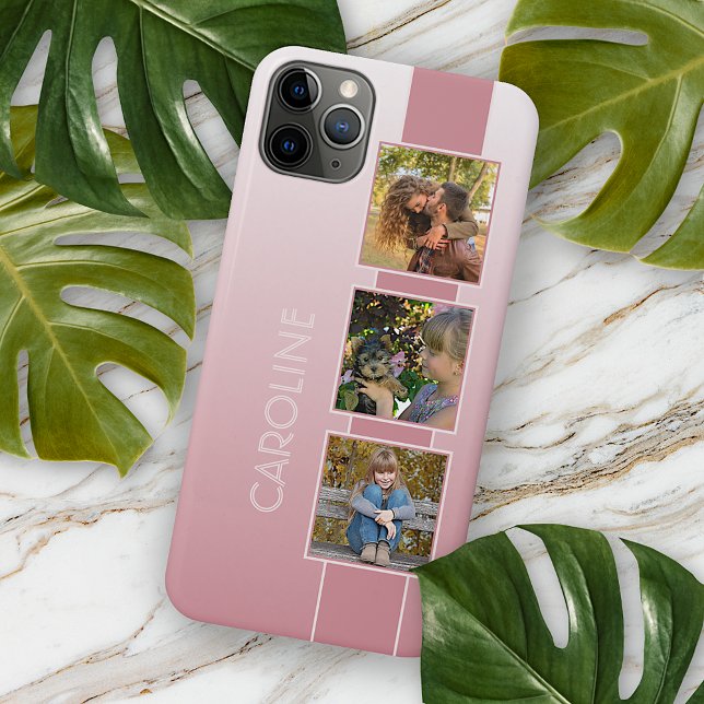 Coque iPhone Photos Personnalisées Sur Ombre Dusty Blush Rose R (Créateur téléchargé)