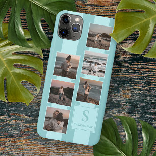 Coque iPhone 15 Pro Max Photos Simples Personnalisées Sur Bleu Turquoise C