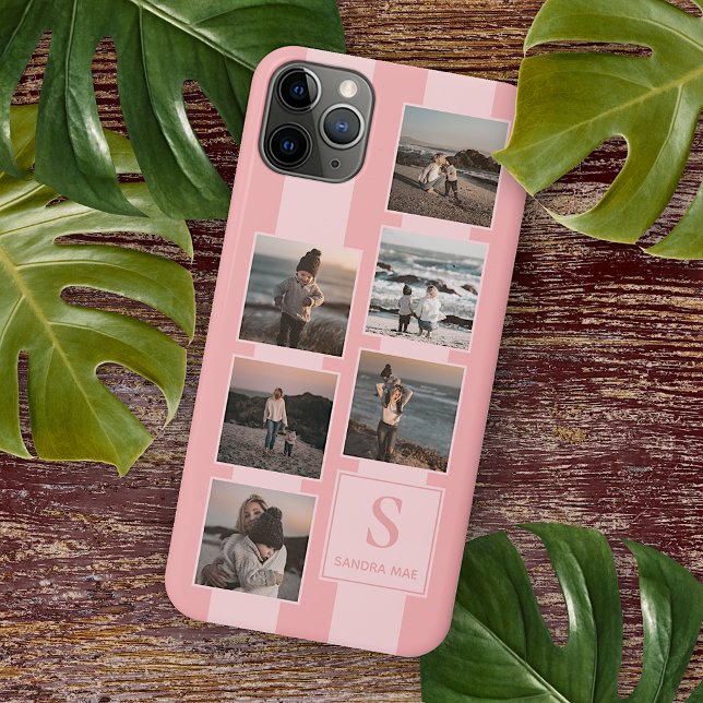 Coque iPhone Photos Simples Personnalisés sur Rose Pâle Corail  (Créateur téléchargé)