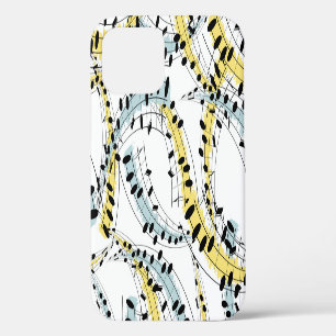 Coque iPhone 12 Phrases musicales : Fond blanc joyeux.