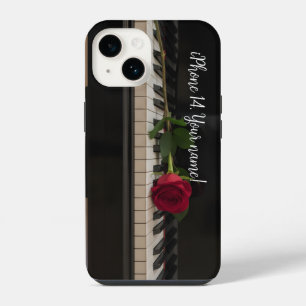 Coque Pour iPhone 14 Piano personnalisé avec une rose rouge - romantiqu