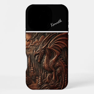 Coque iPhone 16 Pro Max Pic du dragon au crépuscule