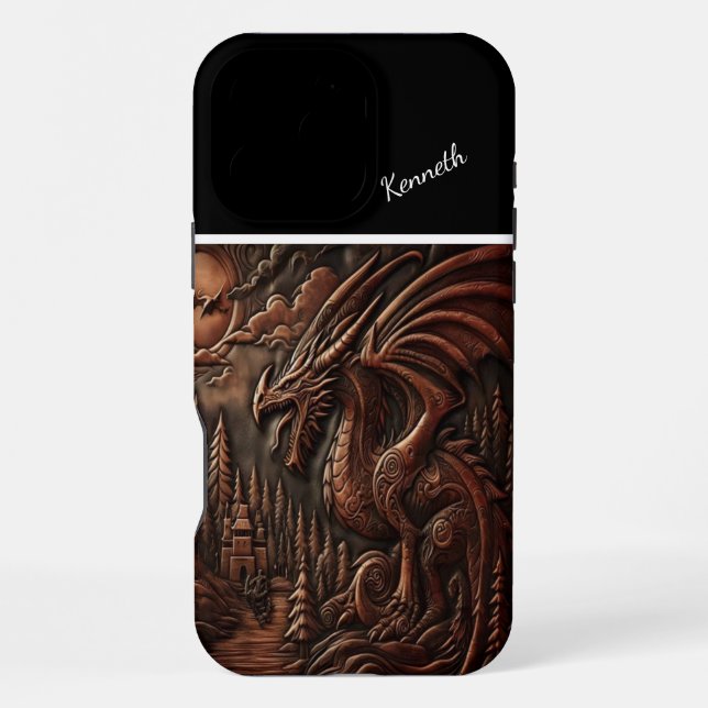 Coque iPhone Pic du dragon au crépuscule (Verso)