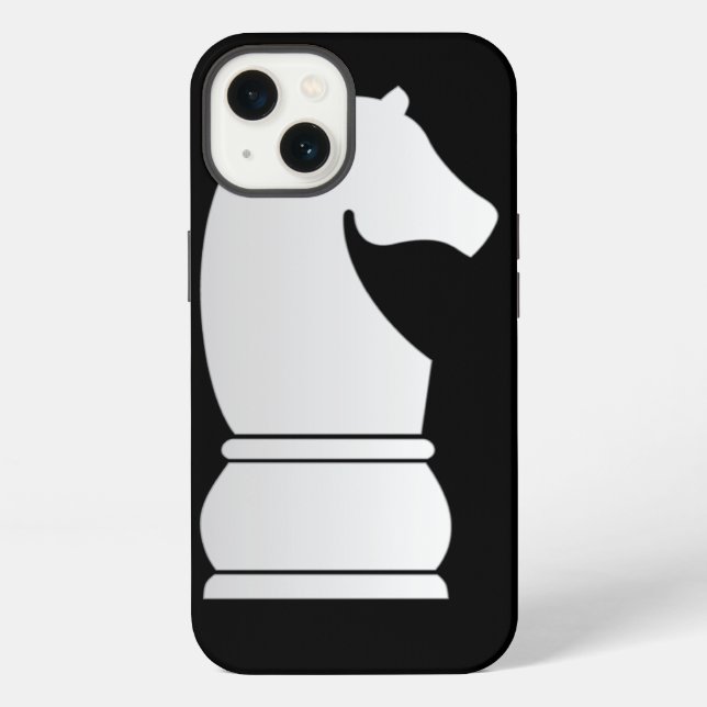 Coque iPhone Pièce d'échecs de chevalier blanc (Verso)