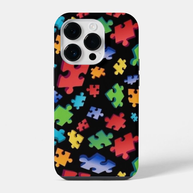 Coque iPhone Pièces de puzzle de l'autisme (Verso)