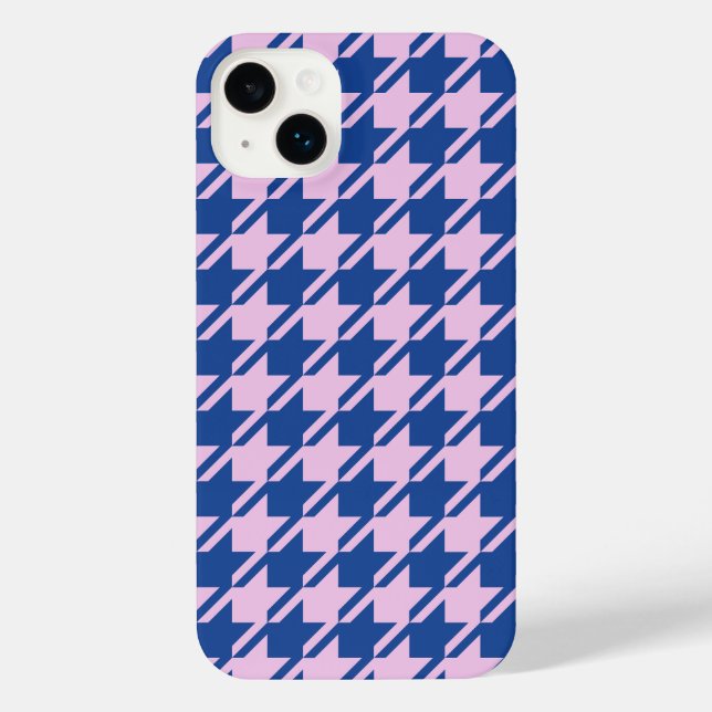 Coque iPhone Pied de fond rose+Motif bleu (Verso)