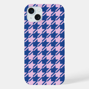 Coque iPhone 15 Plus Pied de fond rose+Motif bleu