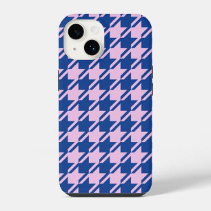 Coque Pour iPhone 14 Pied de fond rose+Motif bleu