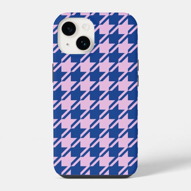 Coque iPhone Pied de fond rose+Motif bleu (Verso)