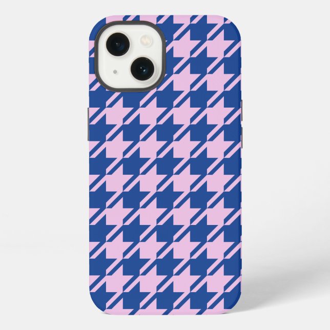 Coque iPhone Pied de fond rose+Motif bleu (Verso)