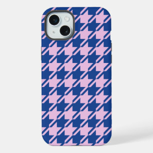 Coque iPhone 15 Plus Pied de fond rose+Motif bleu
