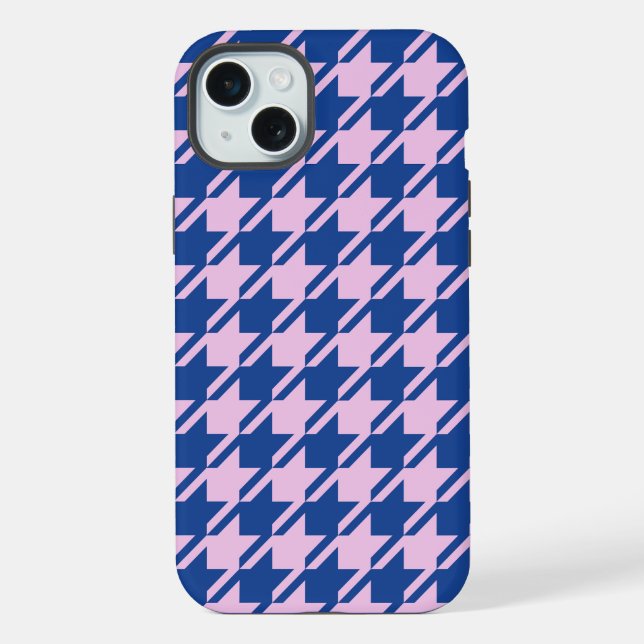 Coque iPhone Pied de fond rose+Motif bleu (Verso)