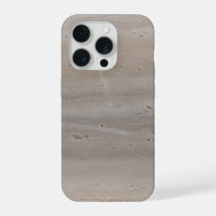 Coque iPhone 15 Pro Pierre de travertin polie champignon taupe Minimal