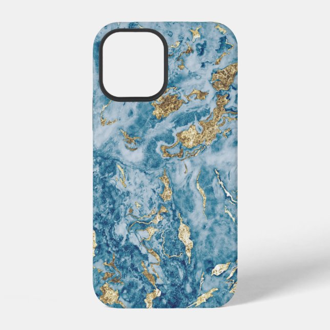 Coque iPhone Pierre d'Or Bleu Foncé Unique (Verso)