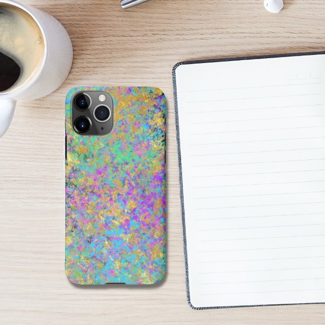 Coque iPhone Pierre précieuse Opale de Feu Faux Or Iridescent (Créateur téléchargé)