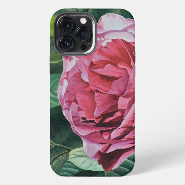 Coque iPhone Pierre rose florale (Verso)
