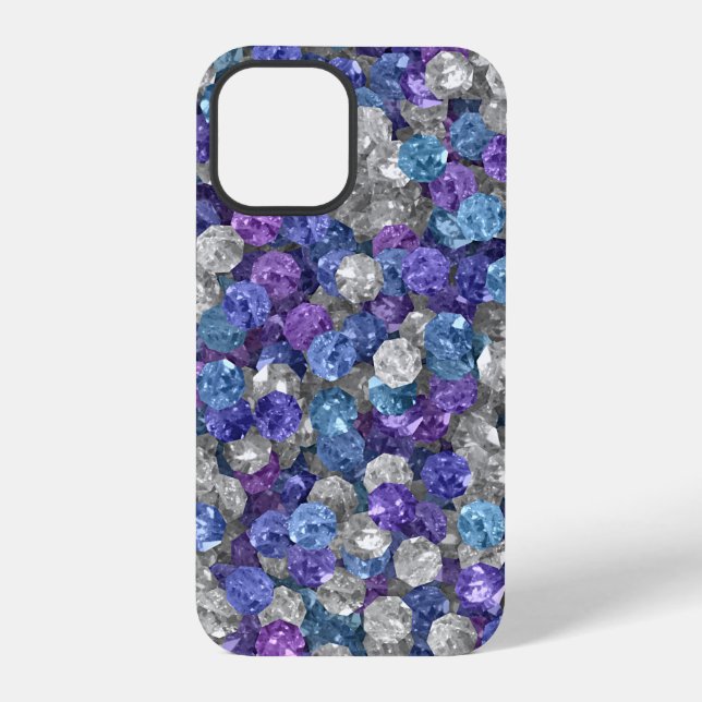 Coque iPhone Pierres à grains bleus et violets (Verso)