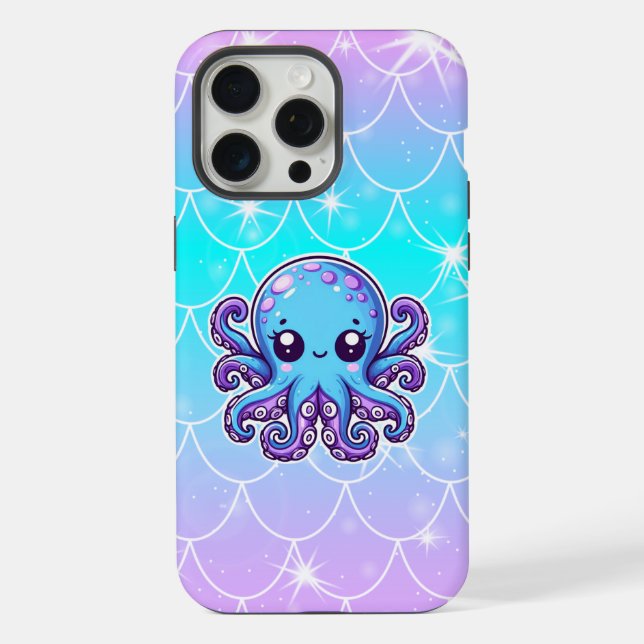 Coque iPhone Pieuvre bleue mignonne (Verso)