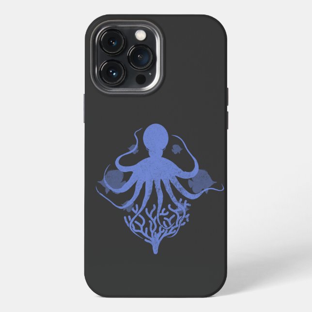 Coque iPhone Pieuvre (fond sombre) (Verso)