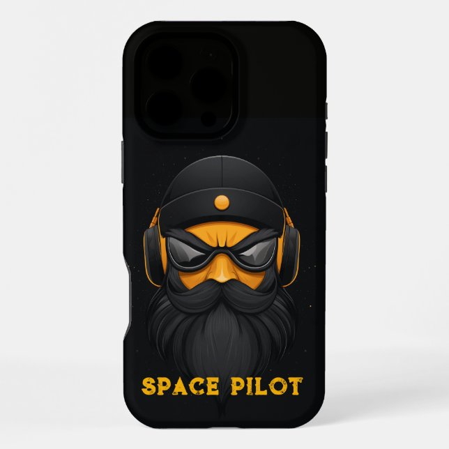 Coque iPhone Pilote d'espace noir (Verso)