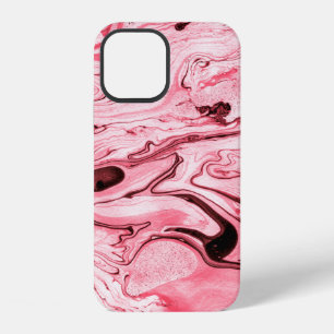 Coque iPhone 12 Pinceau à eau abstrait monochrome, Rouge Futuristi