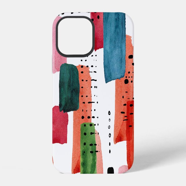 Coque iPhone Pinceau Doodle : Orange Bleu (Verso)