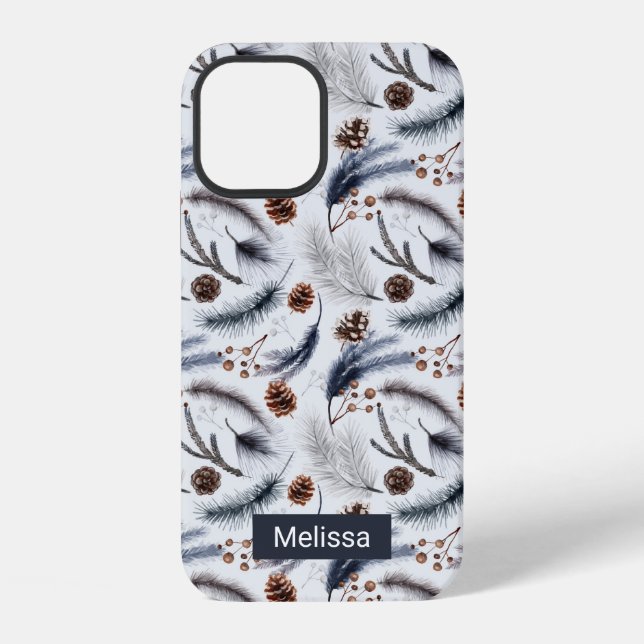 Coque iPhone Pine Cones & Pine Needles Aquarelles Motif (Verso)