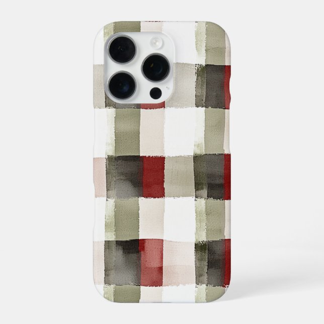 Coque iPhone Pine Vert ivoire Rouge rayures (Verso)