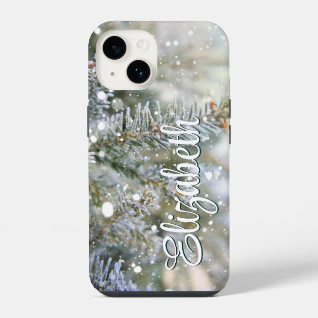 Coque iPhone Pinède enneigée en hiver (Verso)