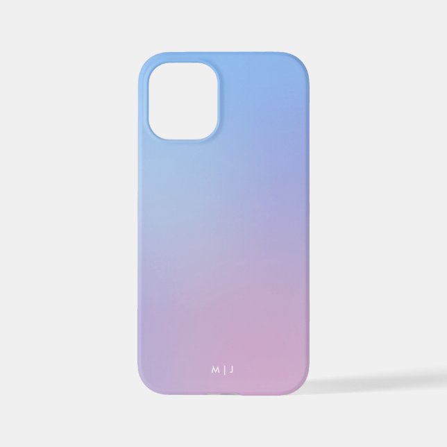 Coque iPhone Pink, Blue Pastel Gradient Ombre Effect Phone Case (Verso)