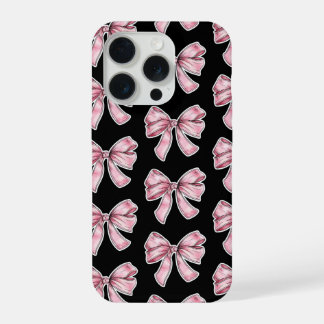 Coque iPhone 15 Pro Pink Bow Pattern Phone Case