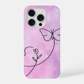 Coque iPhone 15 Pro Pink Butterfly Heart Aesthetic Phone Case Design