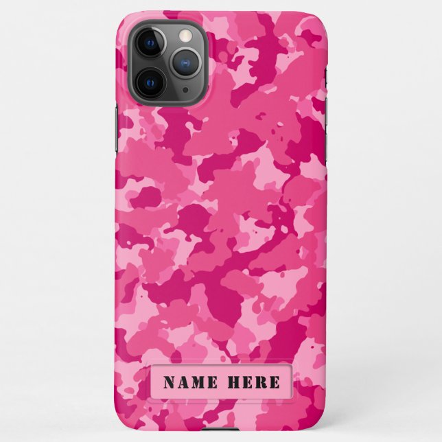 Coque iPhone Pink Camouflage Numéro de nom personnel (Dos)