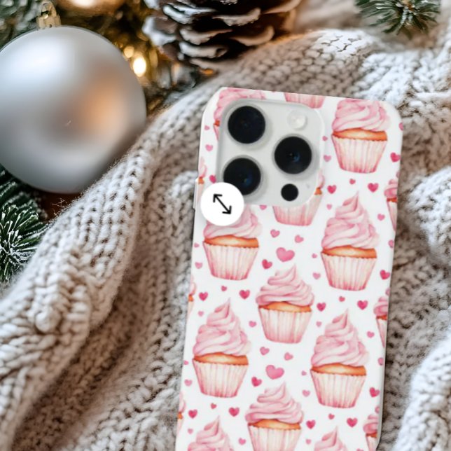 Coque iPhone Pink Cupcakes & Hearts iPhone Case Cute Sweet (Créateur téléchargé)