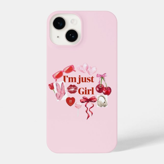 Coque iPhone Pink “I'm Just Girl” Phone Case – Playful Feminine (Verso)