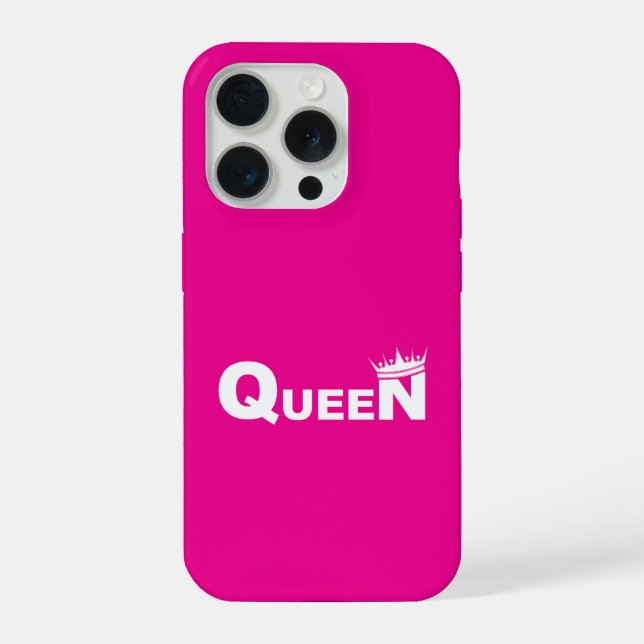 Coque iPhone Pink iPhone case with 'Queen' (Verso)