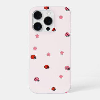 Coque iPhone 16 Pro Pink Ladybug Garden Pattern Phone Case