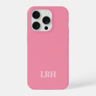 Coque iPhone 15 Pro Pink Modern Double Layer Simple Initial Monogram