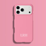 Coque iPhone 15 Pro Pink Modern Double Layer Simple Initial Monogram<br><div class="desc">Meet your new go-to phone case — the Modern Minimalist iPhone Case in Flamingo Pink Soft Pink, designed for anyone who loves a clean minimalist aesthetic. This two-tone style blends a vibrant flamingo pink frame with a soft pastel center, creating the perfect balance of fun and refined. Customized with your...</div>
