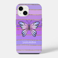 Pink or violet papillon rayures filles nom