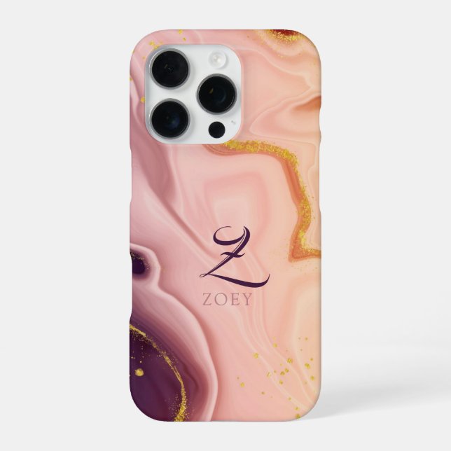 Coque iPhone Pink Pastel Violet Parties scintillant Aquarelle p (Verso)