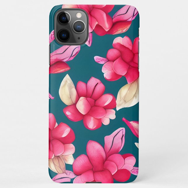 Coque iPhone Pink Pastel Watercolor Floral  (Dos)