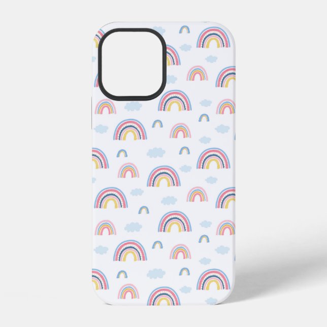 Coque iPhone Pink Rainbows Nuages Boho Design (Verso)