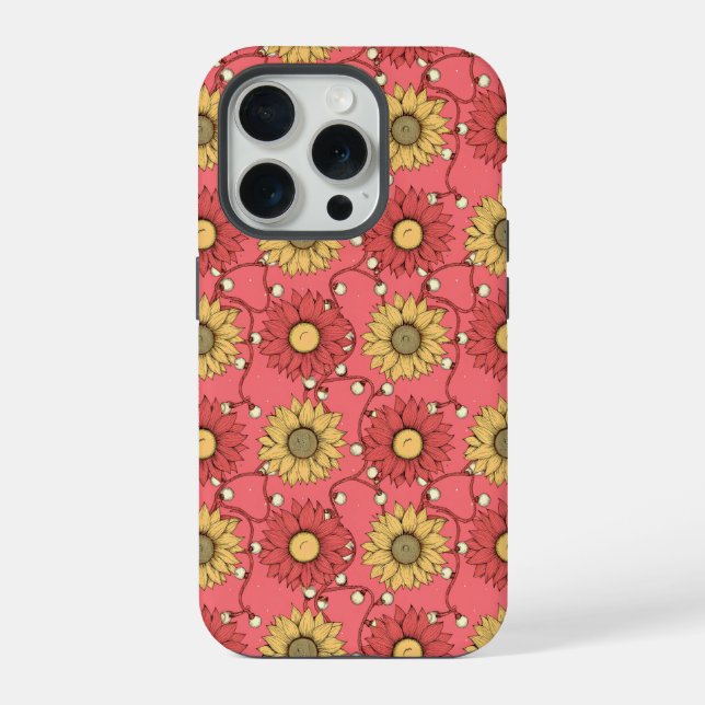 Coque iPhone Pink Sunflowers Christmas (Verso)