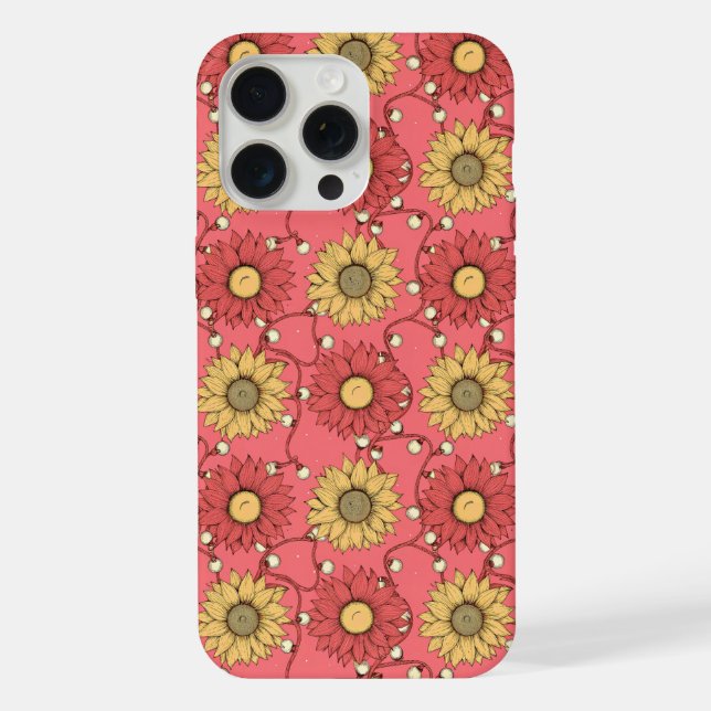 Coque iPhone Pink Sunflowers Christmas (Verso)