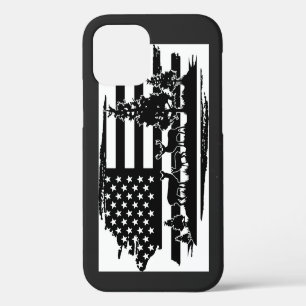 Coque iPhone 12 Pro *~* Pins de cerfs de forêt Drapeau américain moder