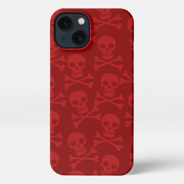 Coque iPhone Pirate Crossbones Motif Rouge (Verso)