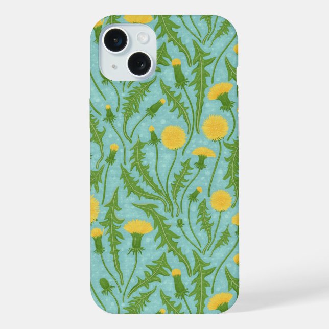 Coque iPhone Pissenlits, vert, jaune et bleu (Verso)