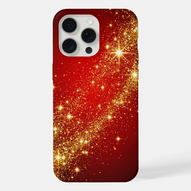 Coque iPhone Piste dorée scintillante sur fond rouge vibrant (Verso)