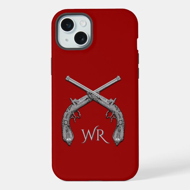 Coque iPhone Pistolets Croisés Monogramme Rouge (Verso)
